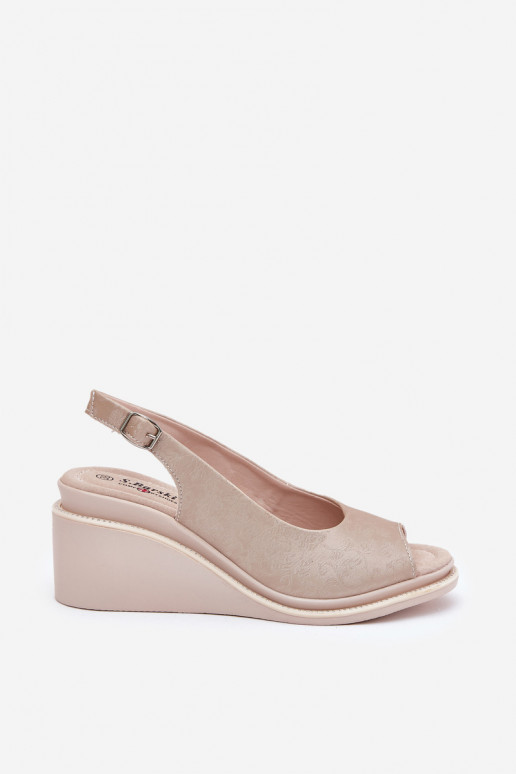 sandali in pelle per donne con piattaforma oro S.Barski LR51-539