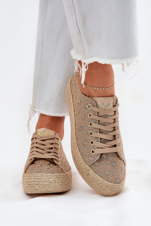 scarpe casual con motivo e piattaforma kaki Lee Cooper LCIN-25-08-3646L
