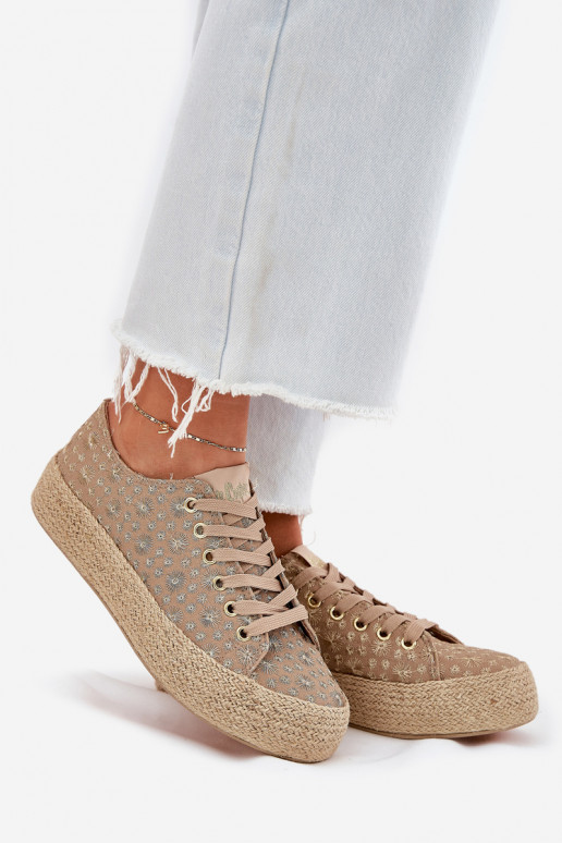 scarpe casual con motivo e piattaforma kaki Lee Cooper LCIN-25-08-3646L