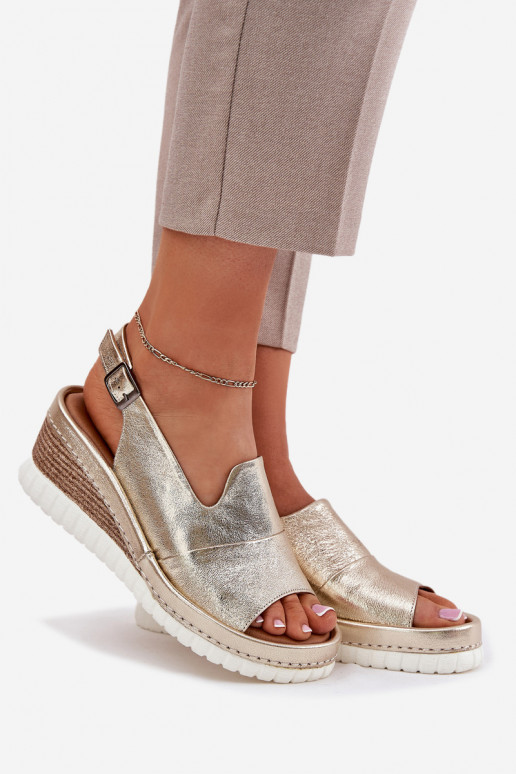 sandali in pelle per donne con piattaforma oro Artiker 56C0920