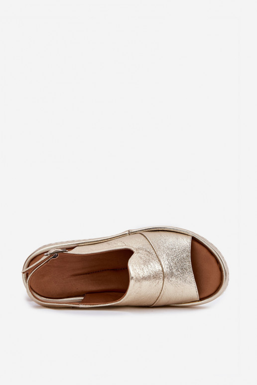 sandali in pelle per donne con piattaforma oro Artiker 56C0920