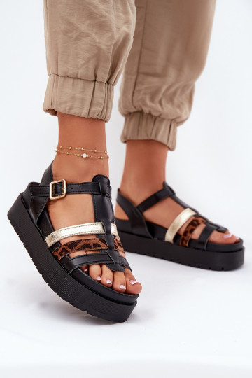 Sandali con piattaforma da donna con cinturini neri Gallari