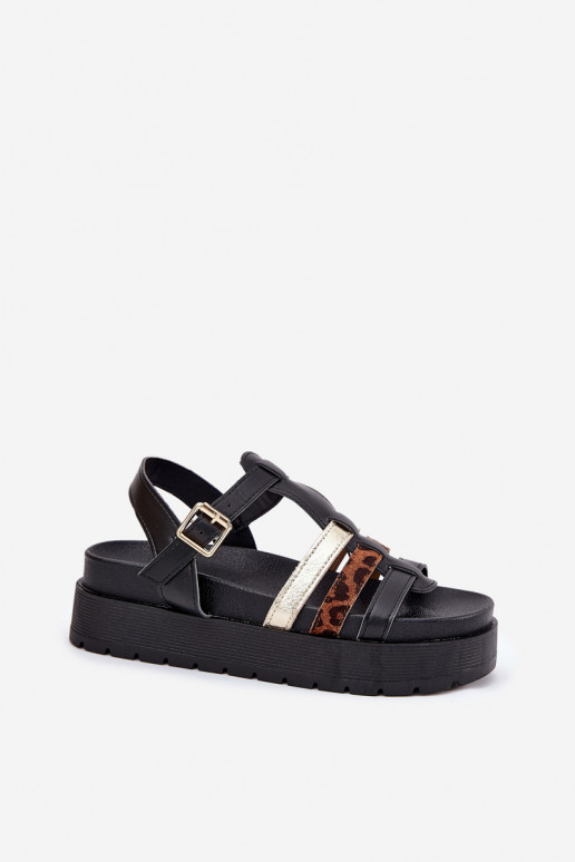 Sandali con piattaforma da donna con cinturini neri Gallari
