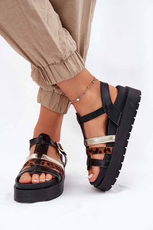 Sandali con piattaforma da donna con cinturini neri Gallari