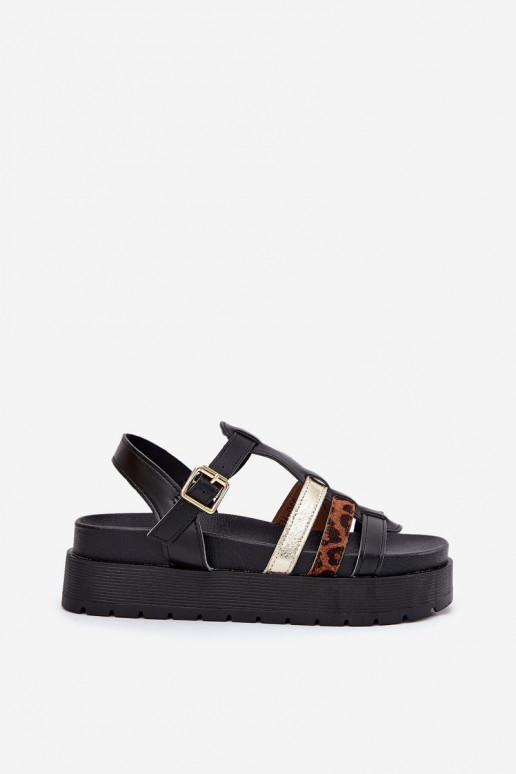 Sandali con piattaforma da donna con cinturini neri Gallari