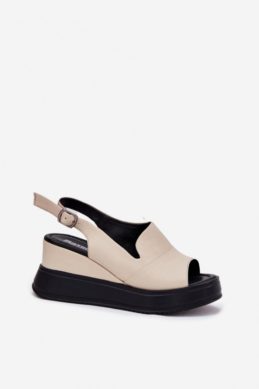 Sandali con piattaforma in pelle da donna in sabbia Artiker 54C0401