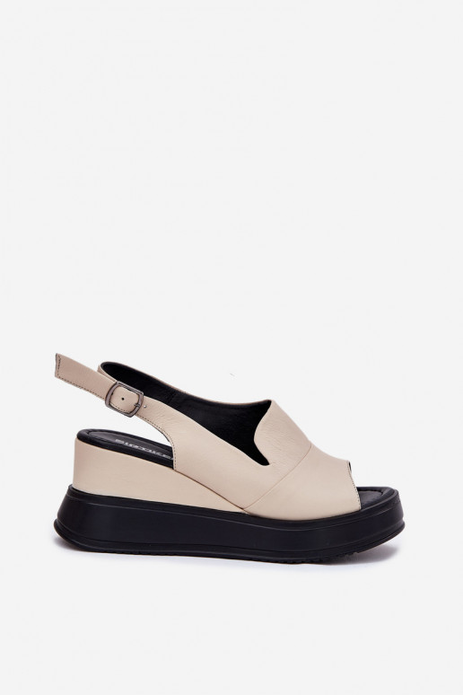 Sandali con piattaforma in pelle da donna in sabbia Artiker 54C0401