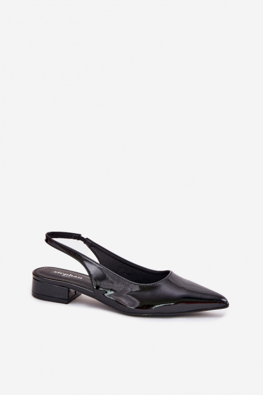 Ballerine verniciate con tacco basso in nero Testori