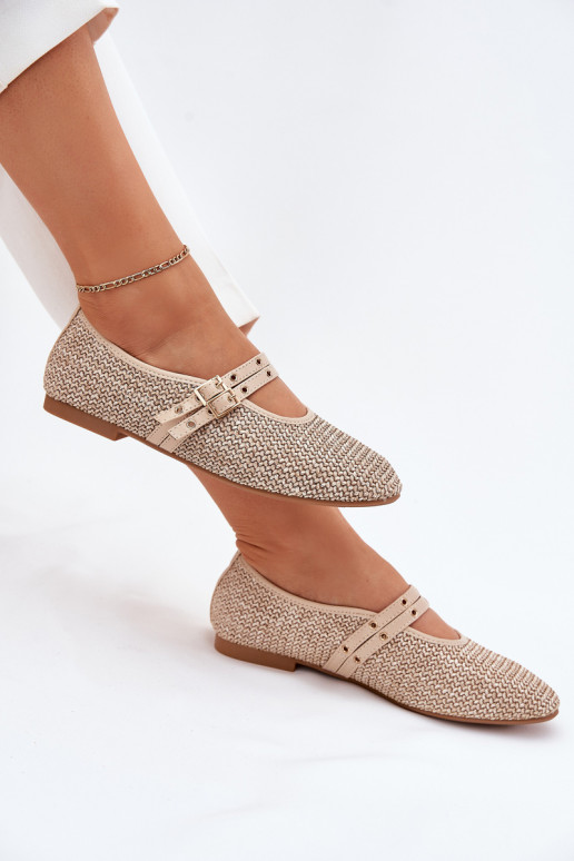 Ballerine con intreccio e fibbie in sabbia Partheda