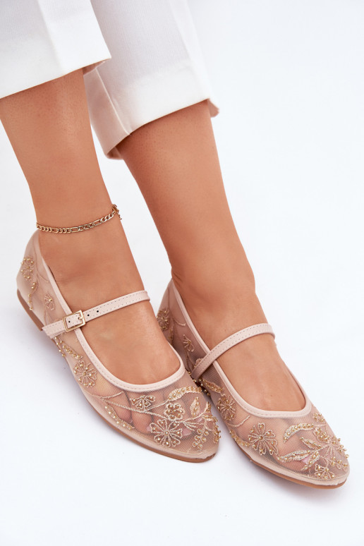Ballerine in rete con ricami e decorazioni in sabbia Tillilora