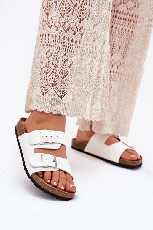 Ciabatte con piattaforma da donna con fibbie bianche Evisolla