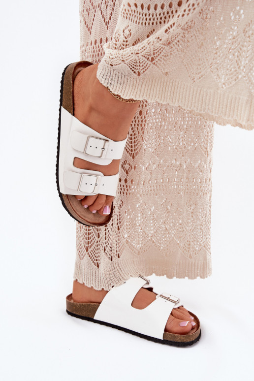 Ciabatte con piattaforma da donna con fibbie bianche Evisolla