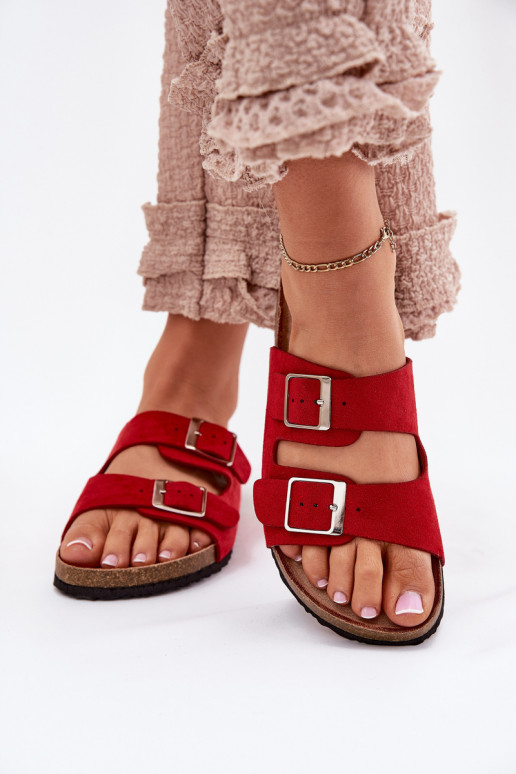 Ciabatte con piattaforma da donna con fibbie rosse Evisolla