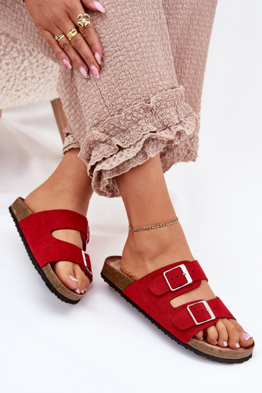 Ciabatte con piattaforma da donna con fibbie rosse Evisolla