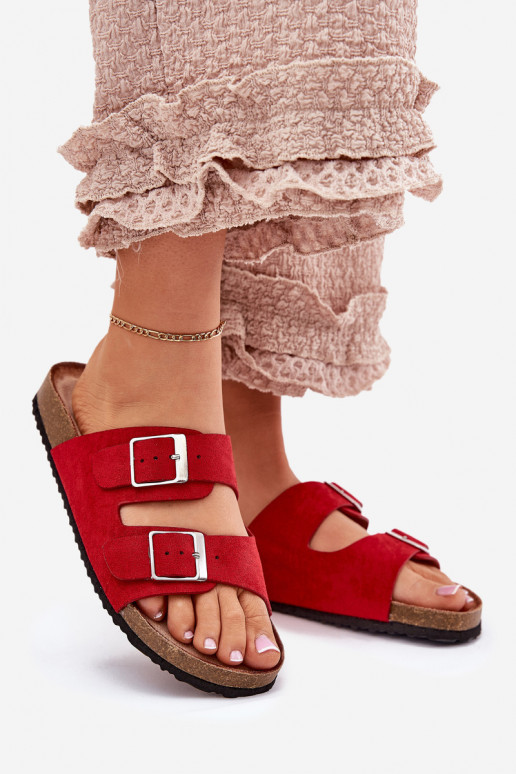 Ciabatte con piattaforma da donna con fibbie rosse Evisolla