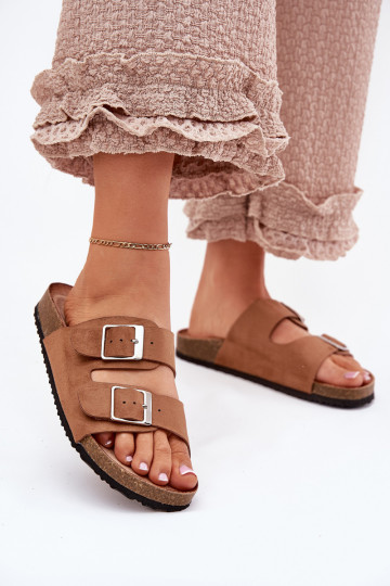 Ciabatte con piattaforma da donna con fibbie marroni Evisolla 2