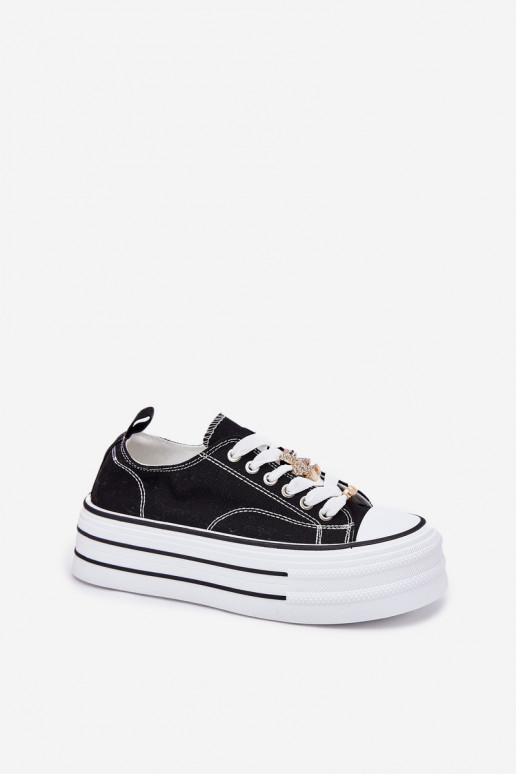 Scarpe casual con piattaforma in oro e nero Fiorina