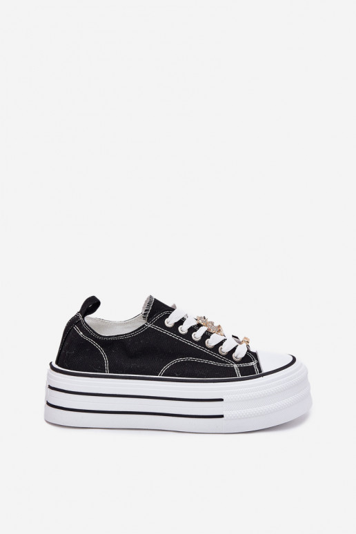 Scarpe casual con piattaforma in oro e nero Fiorina