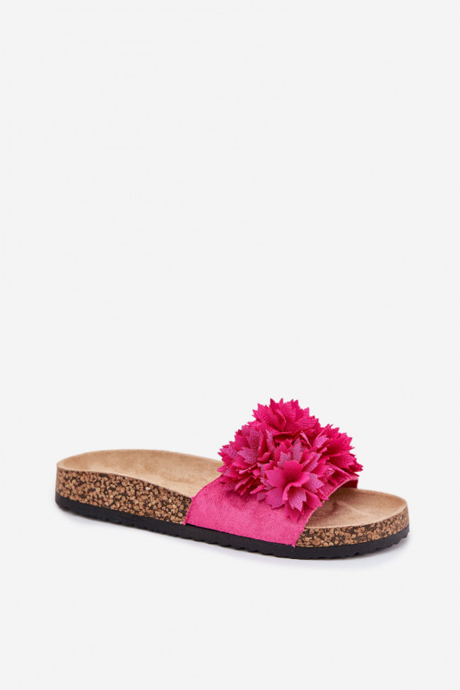 Infradito da donna con suola in sughero e fiori in rosa Ferenza