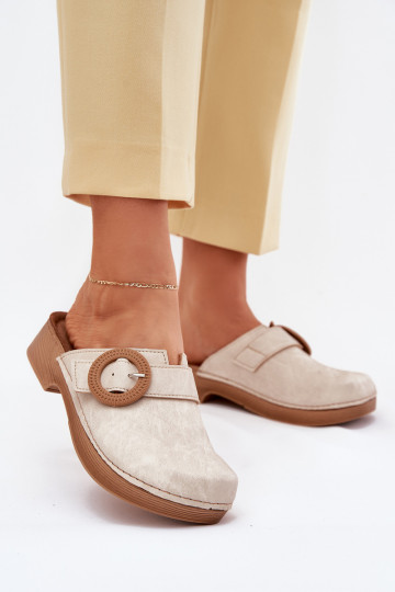 Pantofole Zoccoli Femminile con fibbie Inblu TF000001 beige 2