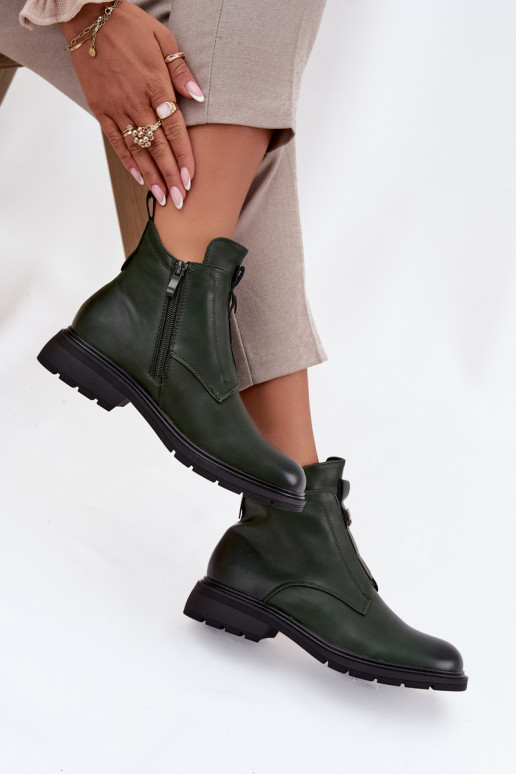 Stivaletti da donna foderati con dettagli decorativi in khaki Roselle