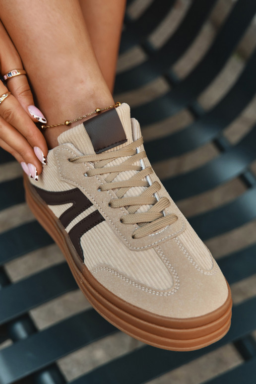 Sneakers in velluto color sabbia con piattaforma Corynelle