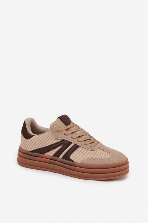 Sneakers in velluto color sabbia con piattaforma Corynelle