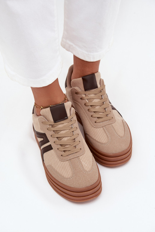 Sneakers in velluto color sabbia con piattaforma Corynelle