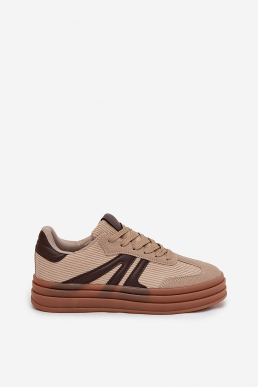 Sneakers in velluto color sabbia con piattaforma Corynelle