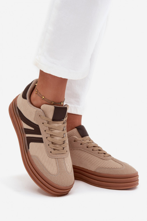 Sneakers in velluto color sabbia con piattaforma Corynelle