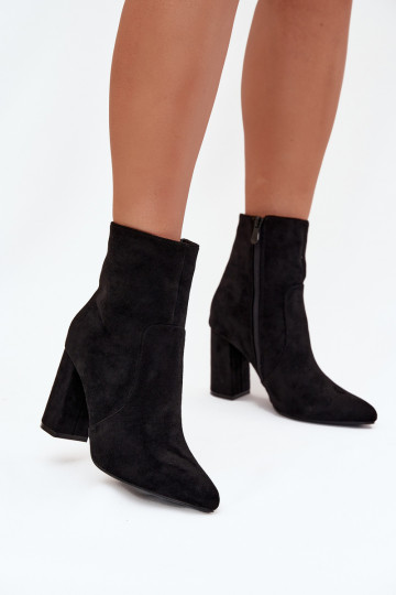 Stivaletti da donna caldi in suede sintetico, neri Pralina 2