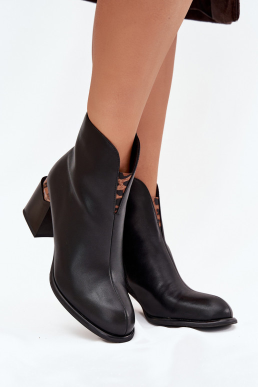 Stivaletti da donna in pelle neri Vinceza 66811