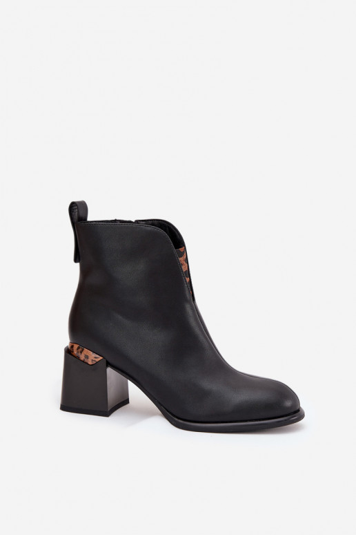 Stivaletti da donna in pelle neri Vinceza 66811