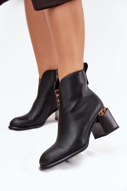 Stivaletti da donna in pelle neri Vinceza 66811