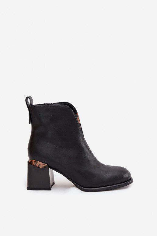 Stivaletti da donna in pelle neri Vinceza 66811