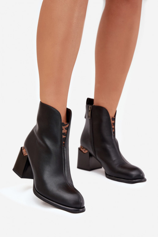Stivaletti da donna in pelle neri Vinceza 66811