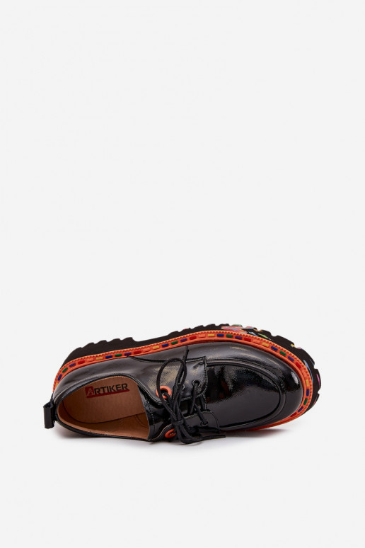 Scarpe in pelle nere con effetto verniciato Artiker 57C0176