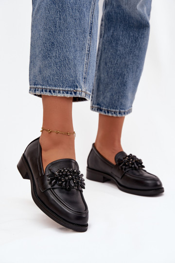 scarpe mocassini da donna con ornamenti colore nero Murelle 2