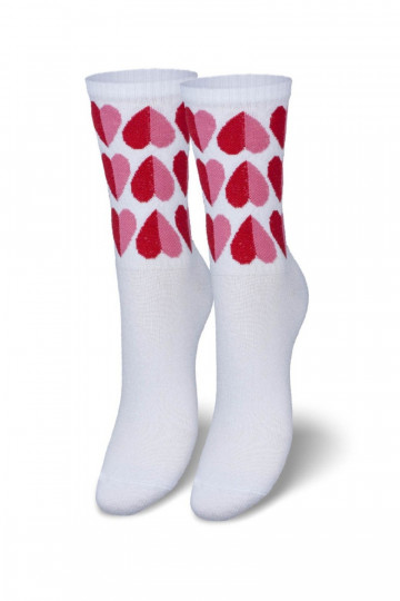 Calze donna con cuori bianche 2