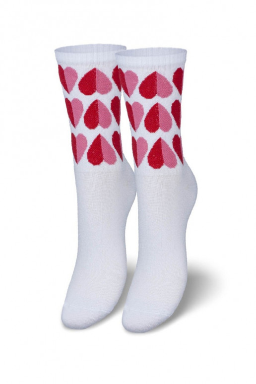 Calze donna con cuori bianche