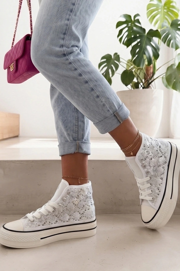 Sneakers Aperti Argento Sopra la Caviglia Piper