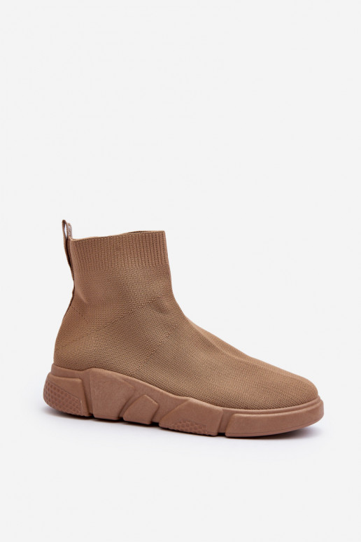 Scarpe sportive da donna con tomaia tipo calza color sabbia Zirila