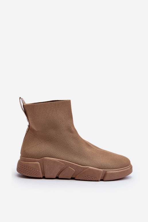 Scarpe sportive da donna con tomaia tipo calza color sabbia Zirila