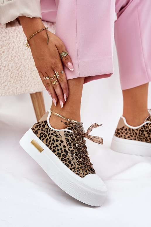 Scarpe casual con piattaforma e lacci decorativi in nero e sabbia Zidora