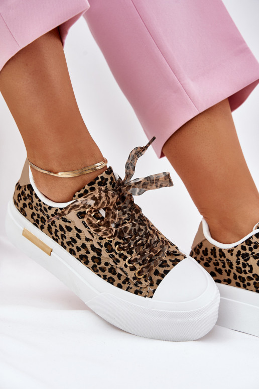 Scarpe casual con piattaforma e lacci decorativi in nero e sabbia Zidora