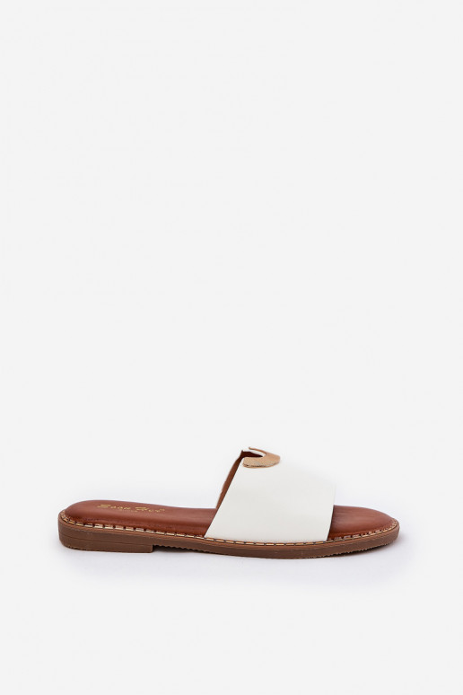 Pantofole da donna in ecopelle con dettagli decorativi bianche Mevith