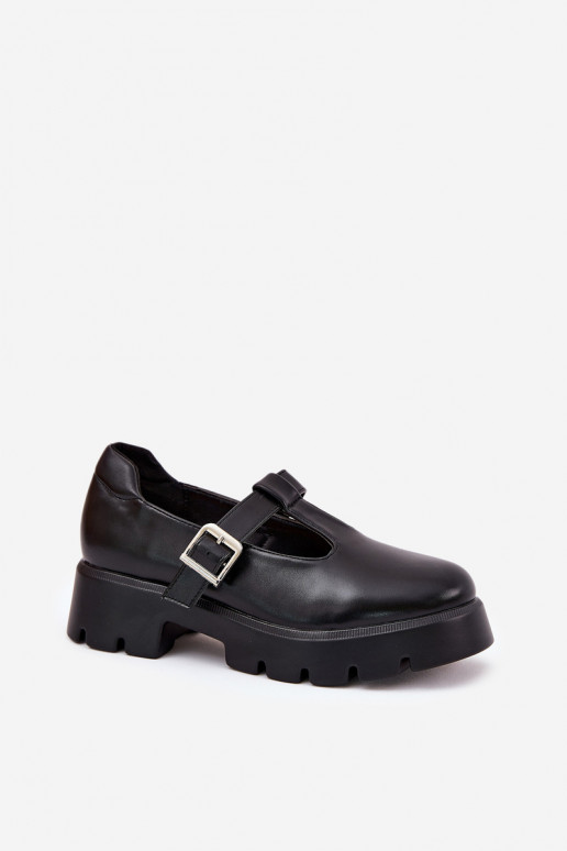 Scarpe da donna nere con fibbie sulla piattaforma Venda