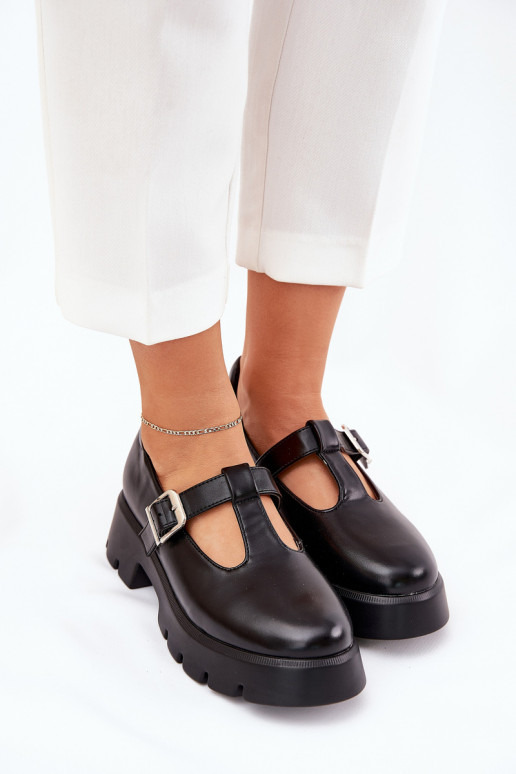 Scarpe da donna nere con fibbie sulla piattaforma Venda
