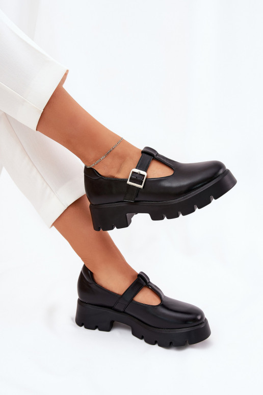 Scarpe da donna nere con fibbie sulla piattaforma Venda