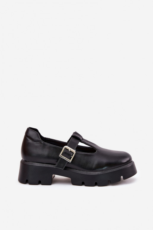 Scarpe da donna nere con fibbie sulla piattaforma Venda